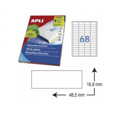 ETIQUETA ADHESIVA BLANCA APLI 48.5X16.9MM. C/6800