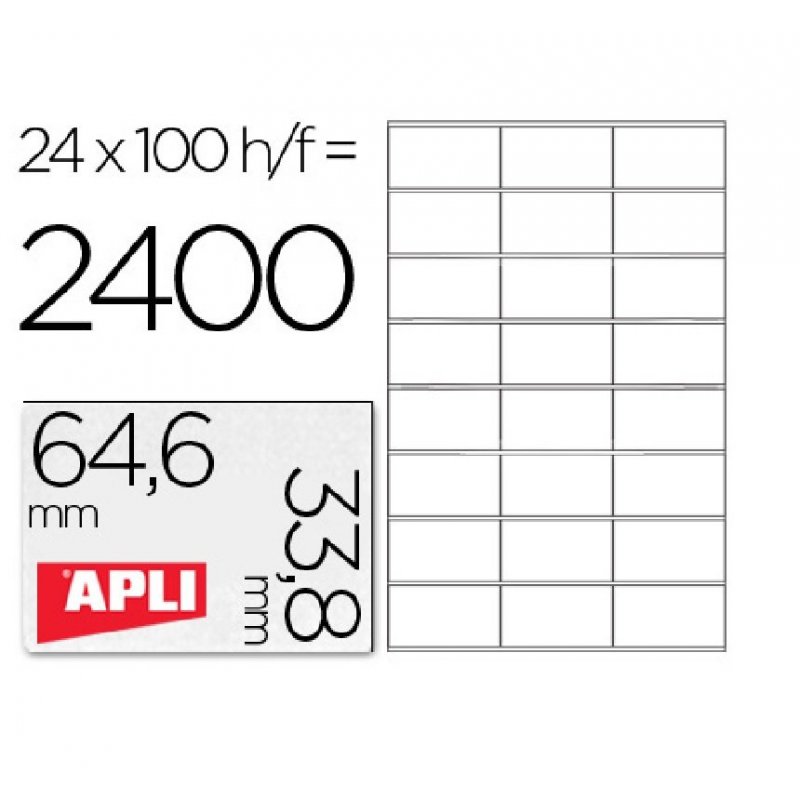 ETIQUETA ADHESIVA BLANCA APLI 64.6X33.8MM C/2400