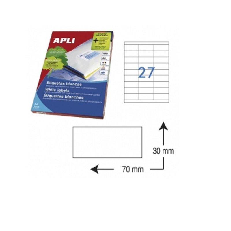 ETIQUETA ADHESIVA BLANCA APLI 70X30MM C/2700