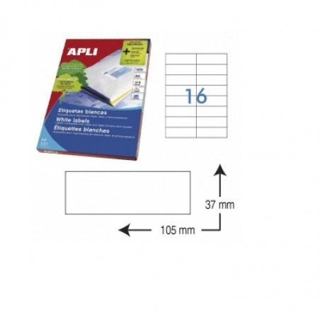 ETIQUETA ADHESIVA BLANCA APLI 105X37MM C/1600