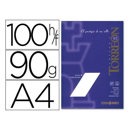 PAPEL VERJURADO TORREON A4 BLANCO P/100
