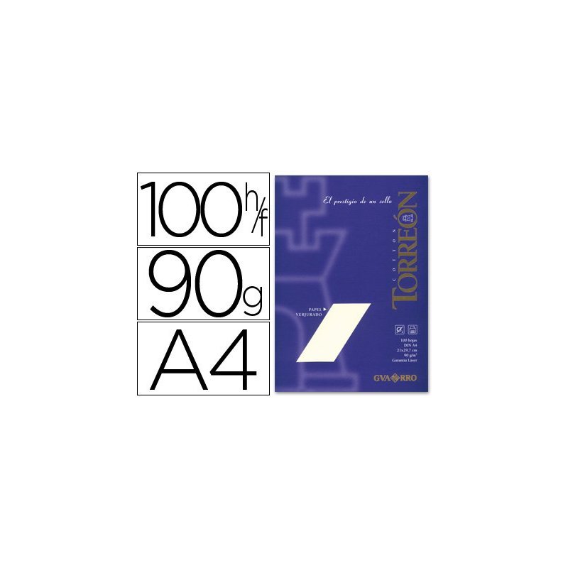 PAPEL VERJURADO TORREON A4 CREMA P/100