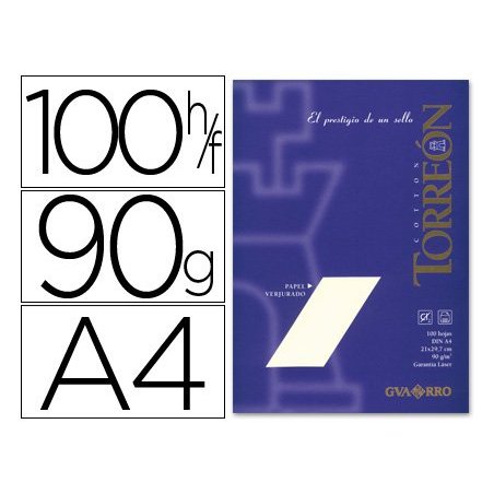 PAPEL VERJURADO TORREON A4 CREMA P/100