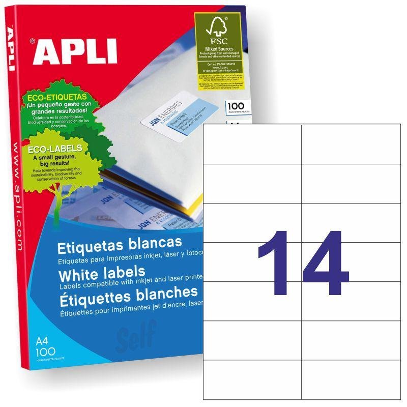 ETIQUETA ADHESIVA BLANCA APLI 105X42.4MM C/1400