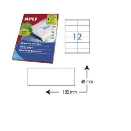 ETIQUETA ADHESIVA BLANCA APLI 105X48MM. C/1200