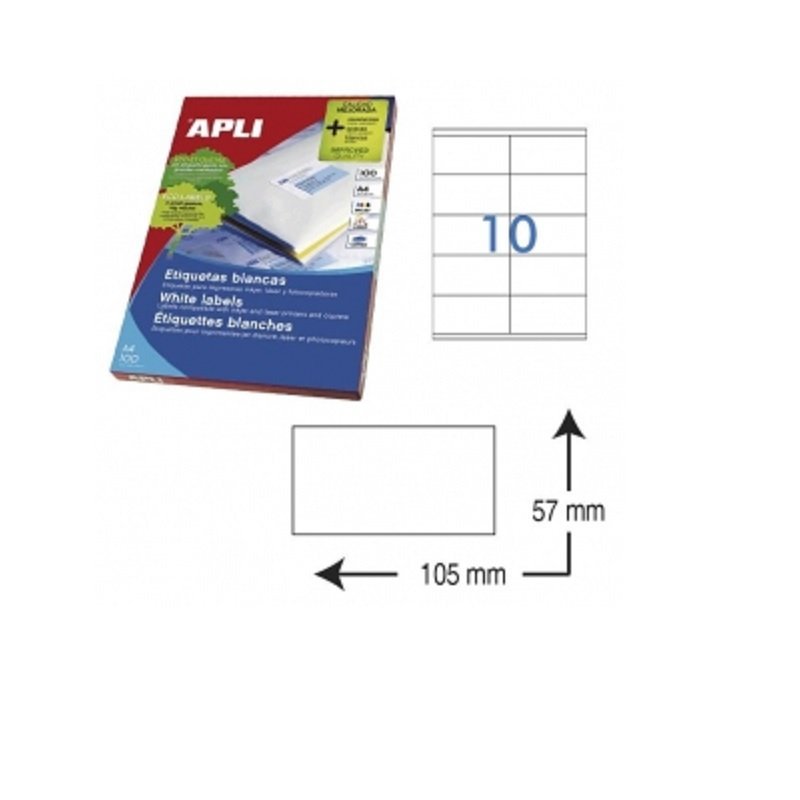 ETIQUETA ADHESIVA BLANCA APLI 105X57MM C/1000