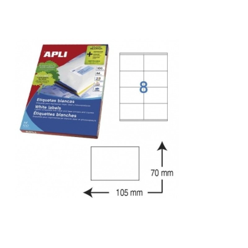 ETIQUETA ADHESIVA BLANCA APLI 105X70MM. C/800