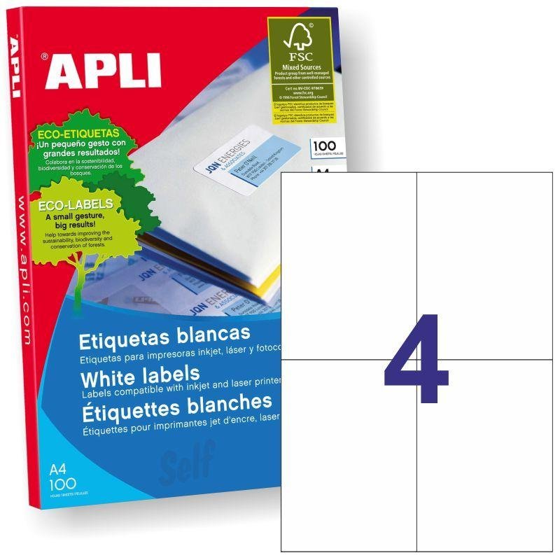 ETIQUETA ADHESIVA BLANCA APLI 105X148MM. C/400