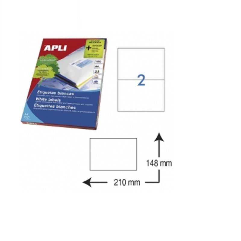 ETIQUETA ADHESIVA BLANCA APLI 210X148MM C/200