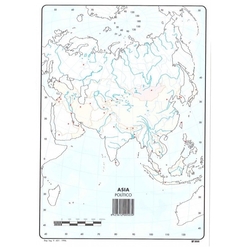 MAPA MUDO COLOR ASIA POLITICO