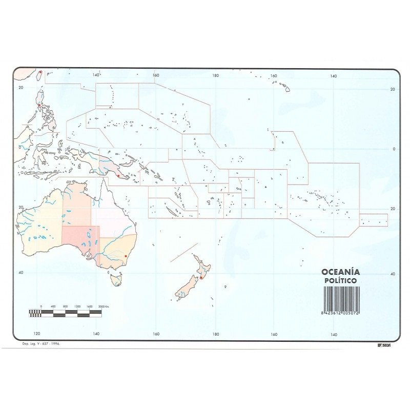 MAPA MUDO COLOR OCENIA POLITICO