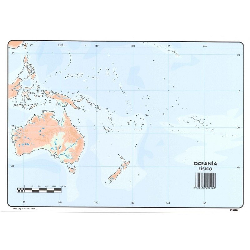 MAPA MUDO COLOR OCEANIA FISICO
