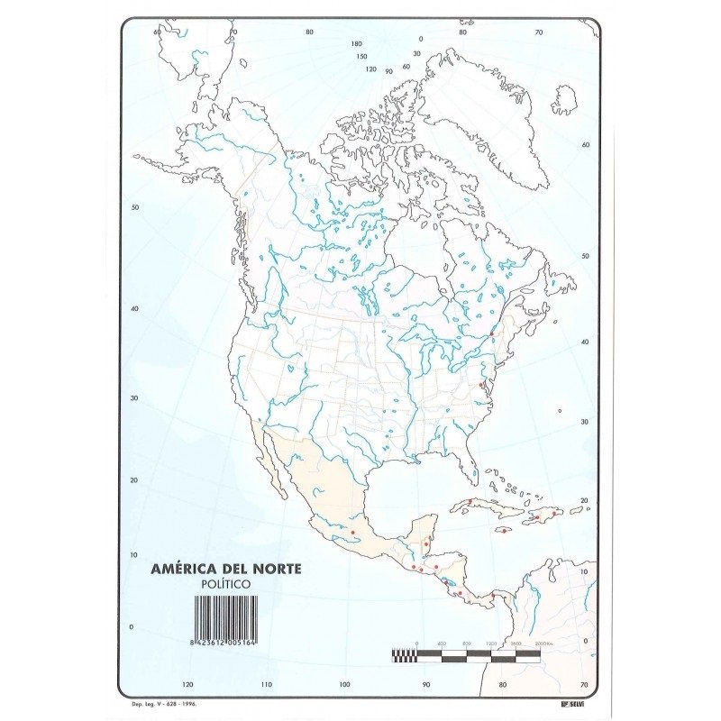 MAPA MUDO COLOR AMERICA NORTE POLITICO