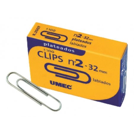 CLIPS PLATEADOS UMEC Nº 2 32MM C/100