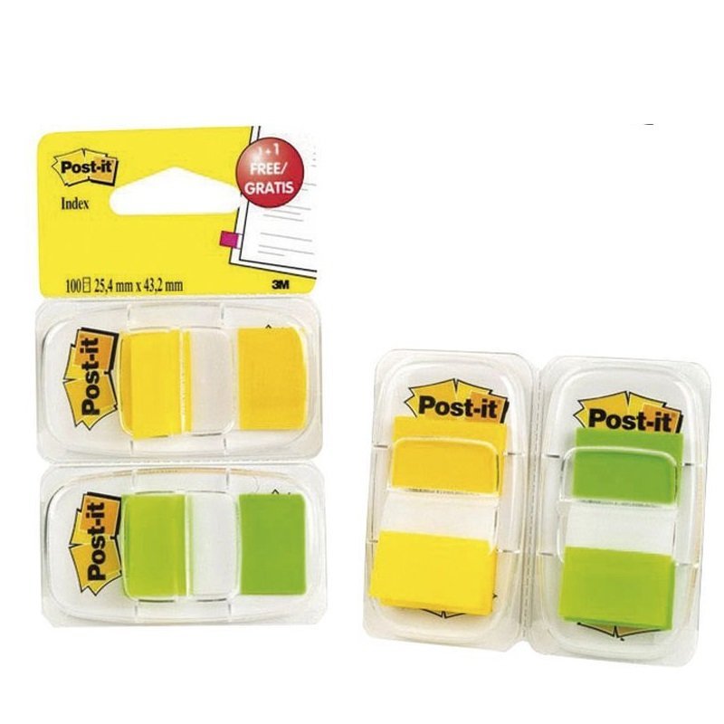 BANDERITAS POST-IT INDEX AMARILLO-VERDE NE  2X20HO