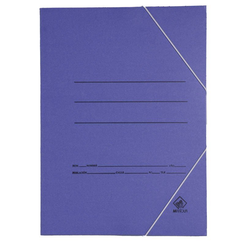 CARPETA CARTON CON GOMAS Y SOLAPAS FOLIO AZUL