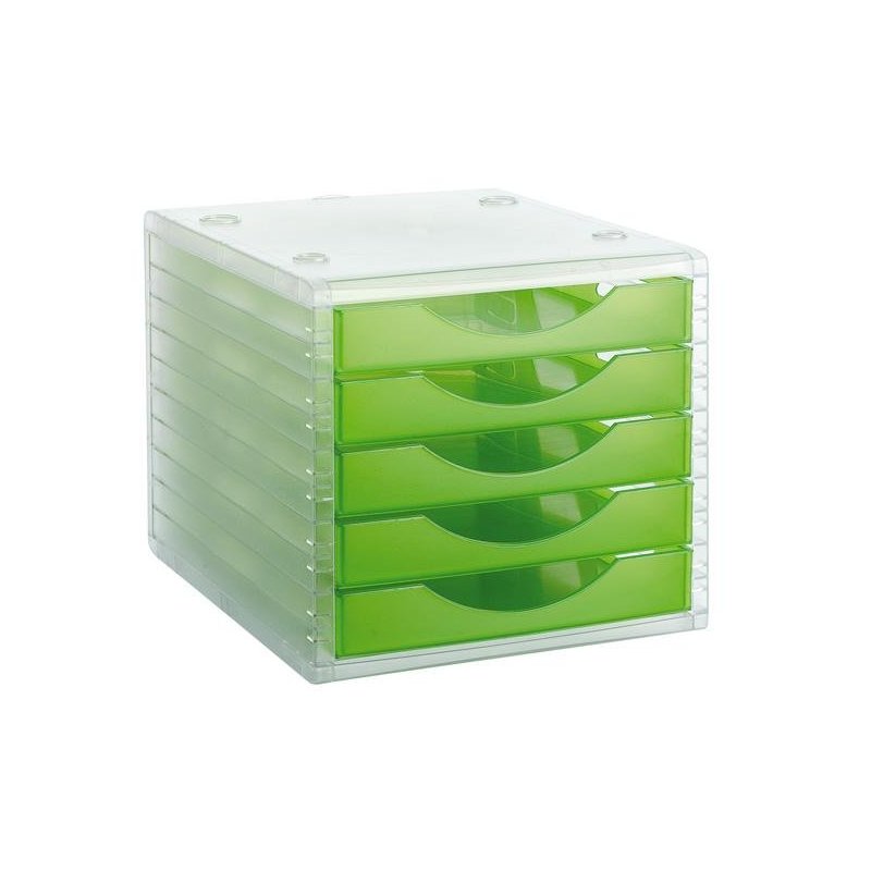 MODULO DE 5 CAJONES PLASTICO VERDE KIWI TRANSLUCI