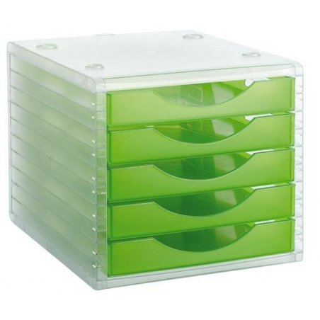 MODULO DE 5 CAJONES PLASTICO VERDE KIWI TRANSLUCI