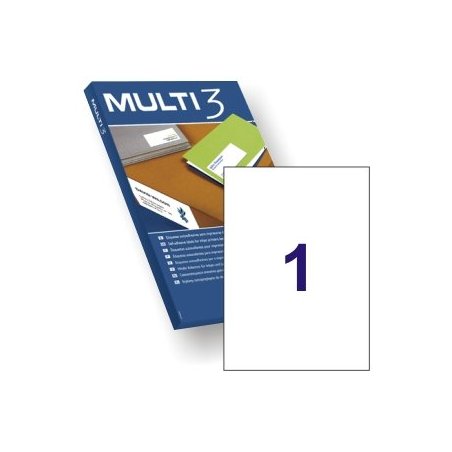 ETIQUETA ADHESIVA BLANCA MULTI-3 210X297MM. C/100