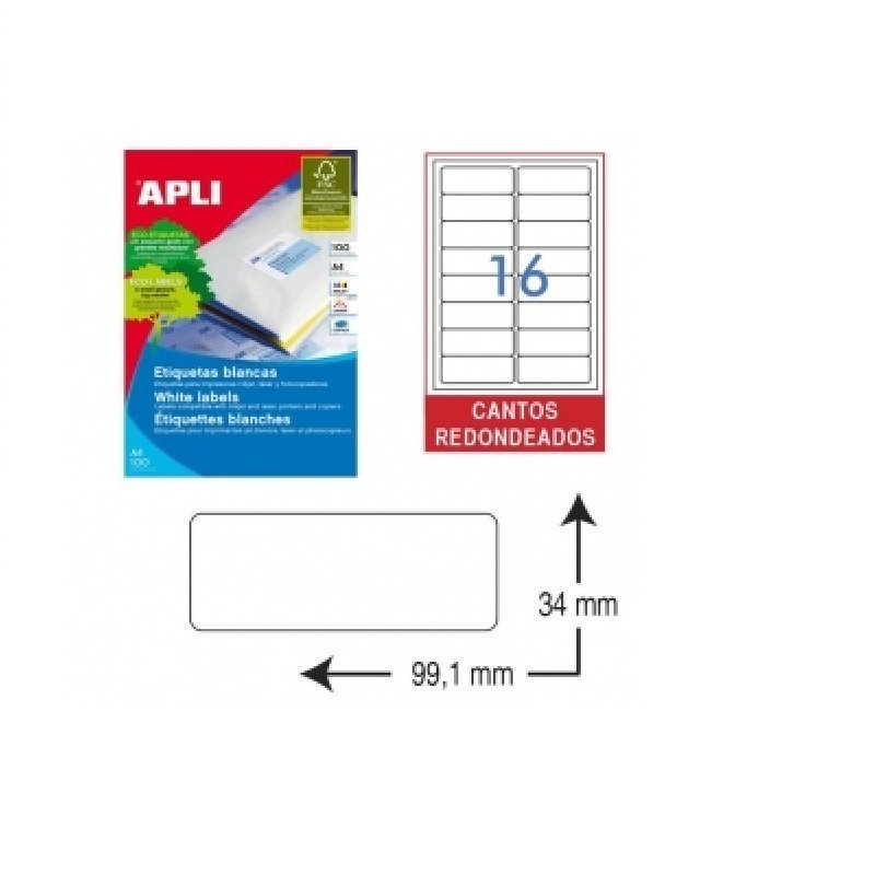 ETIQUETA ADHESIVA BLANCA APLI 99.1X34MM C/1600