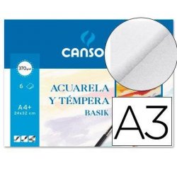 PAPEL ACUARELA CANSON BASIK A3 370GR.MINIPACK 6H. 