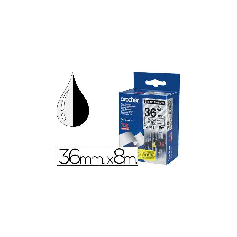 CINTA ROTULAR LAMINADA BROTHER 36MMX8M NG/TR TZ161