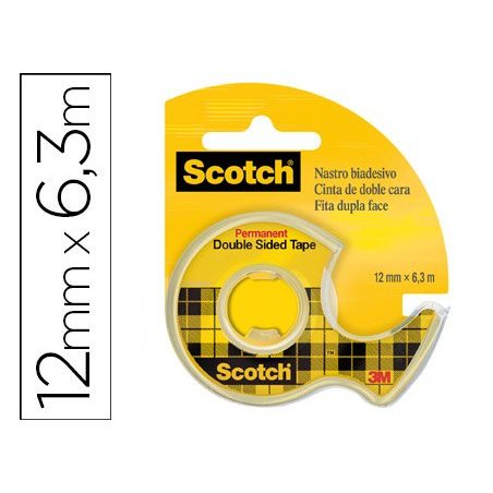 CINTA ADHESIVA DOBLE CARA SCOTCH TRANSP. 12MMX6M.