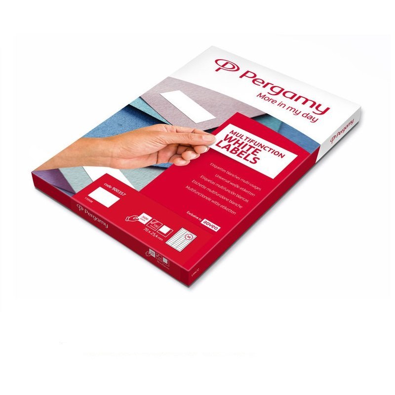 ETIQUETA ADHESIVA BLANCA PERGAMY 70X25,4 MM C/3300