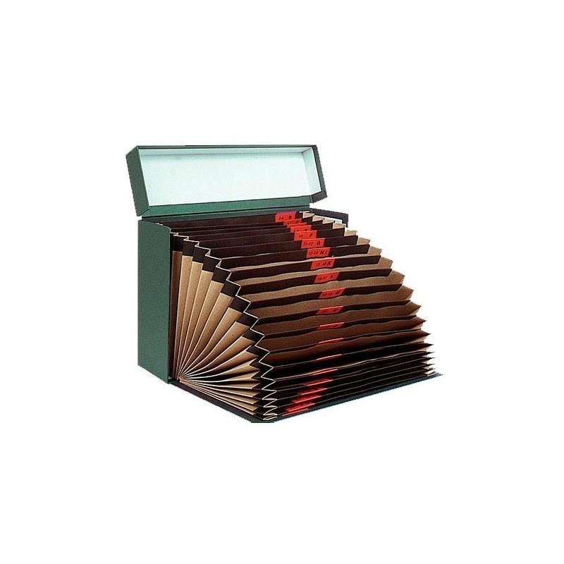 CAJA TRANSFERENCIA ACORDEON CARTON FOL VERDE 11CM.