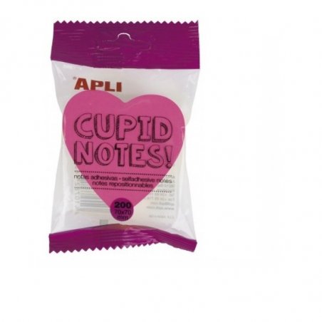 BLOC NOTAS APLI TROQUELADO CORAZON 70X70MM 200H