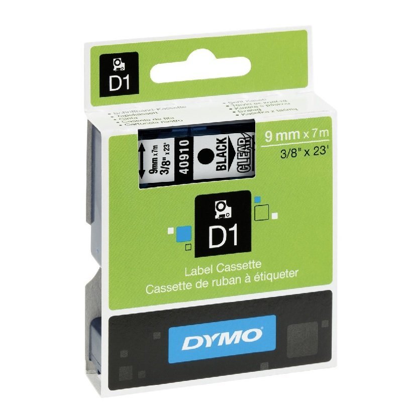 CINTA DYMO D1 9MMX7M NEGRO/TRANSPARENTE 
