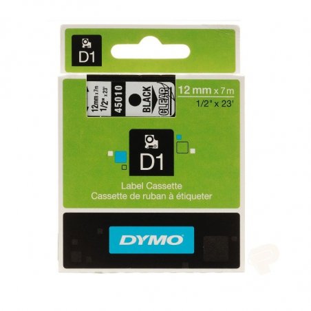 CINTA DYMO D1 12MMX7M. NEGRO/TRANSPARENTE