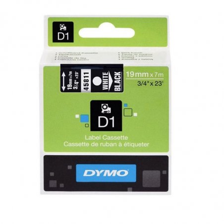 CINTA DYMO D1 19MMX7M BLANCO/NEGRO