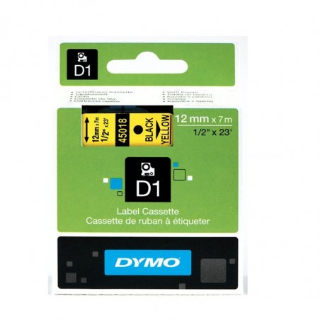 CINTA DYMO D1 12MMX7M NEGRO/AMARILLO 