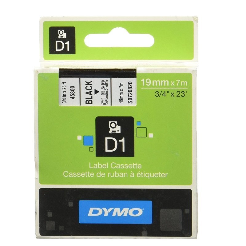 CINTA DYMO D1 19MMX7M NEGRO/TRANSPARENTE