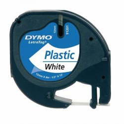 CINTA DYMO LETRATAG PLASTICO 12MMX4M. NEGRO/BLANCO