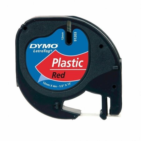 CINTA DYMO LETRATAG PLASTICO 12MMX4M. NEGRO/ROJO