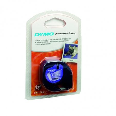CINTA DYMO LETRATAG PLASTICO 12MMX4M. NEGRO/TRANSP