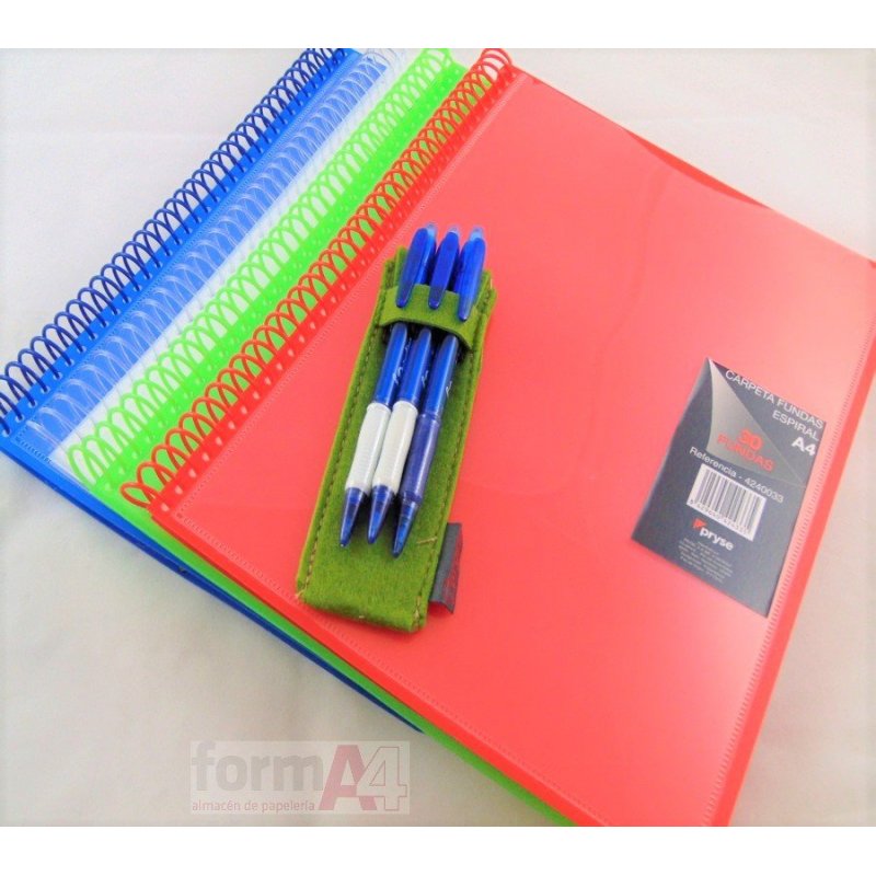 CARPETA ESPIRAL PRYSE 30 FUNDAS A4 C/BOLSILLO