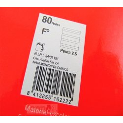 CUADERNO ESP PACSA T. DURA FOLIO 80H. PAUTA 2.5MM.