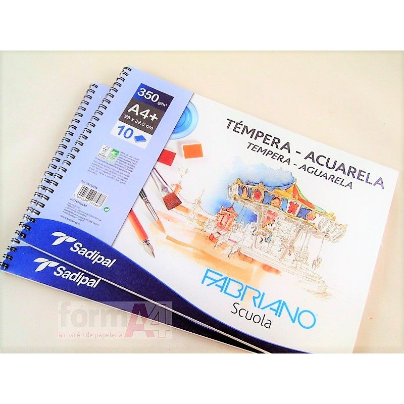 BLOC ACUARELA FABRIANO A4+ ESPIRAL 350GR. 10H.