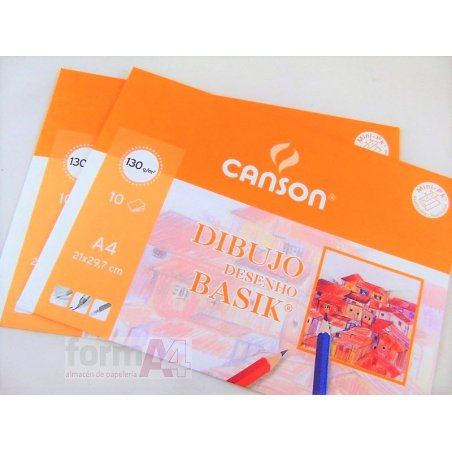 PAPEL DIBUJO CANSON BASIK A4 130GR. P/10H.