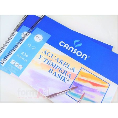 BLOC ACUARELA CANSON BASIK A3+ ESPIRAL 370GR. 10H.