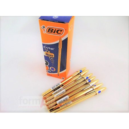 BOLIGRAFO BIC CRISTAL CELEBRATE ORO COLOR AZUL