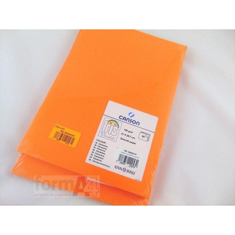 CARTULINA IRIS A4 MANDARINA P/50