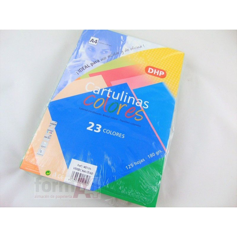 CARTULINA DHP A4 180GR. VERDE NAVIDAD P/125