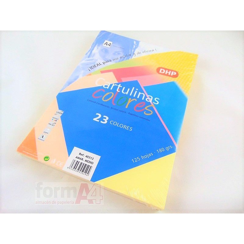 CARTULINA DHP A4 180GR. AMARILLO MEDIO P/125