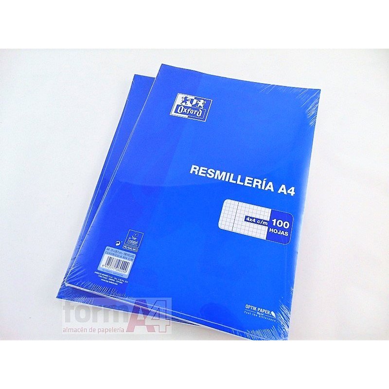 PAPEL RESMILLERIA OXFORD A4 90GR. CUADROS P/100