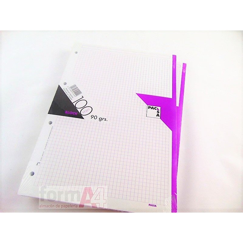 RECAMBIO PACSA 90GR. FOLIO 4T. 100H. CUA. FUCSIA