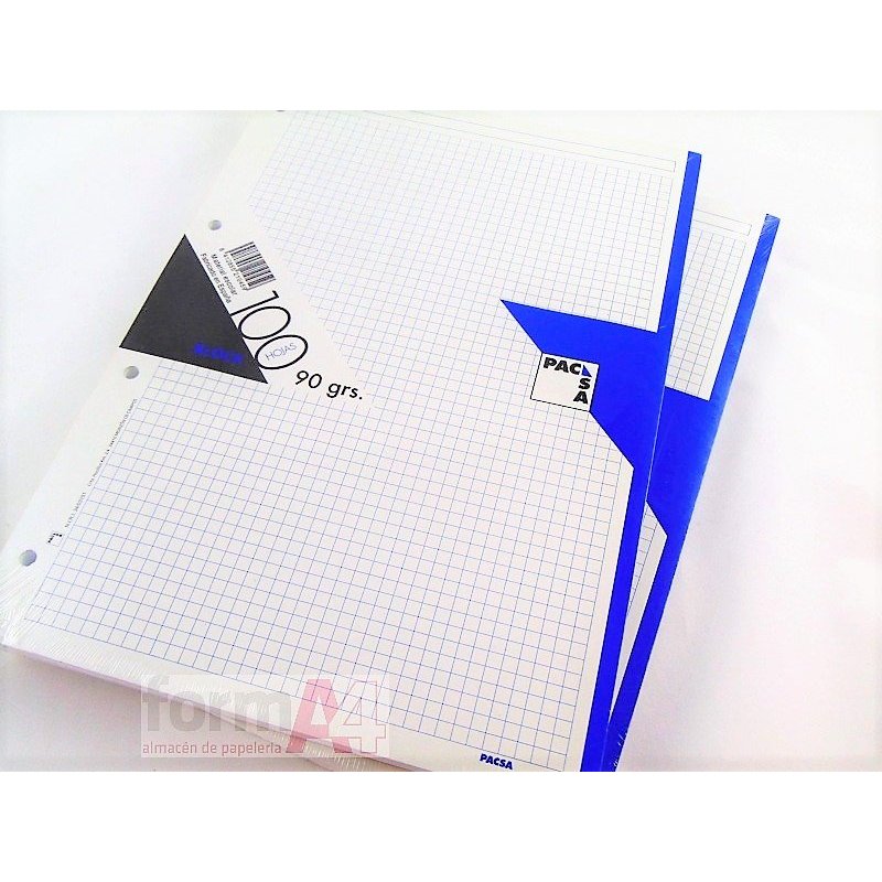 RECAMBIO PACSA 90GR. FOLIO 4T. 100H. CUA. AZUL